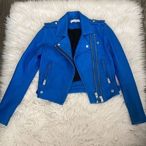 IRO electric blue leather jacket